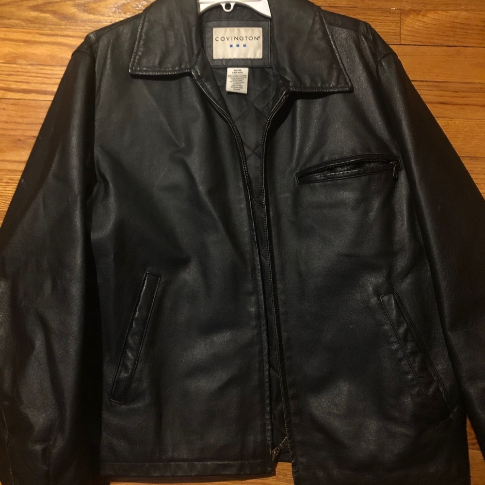 Oversized genuine leather jacket